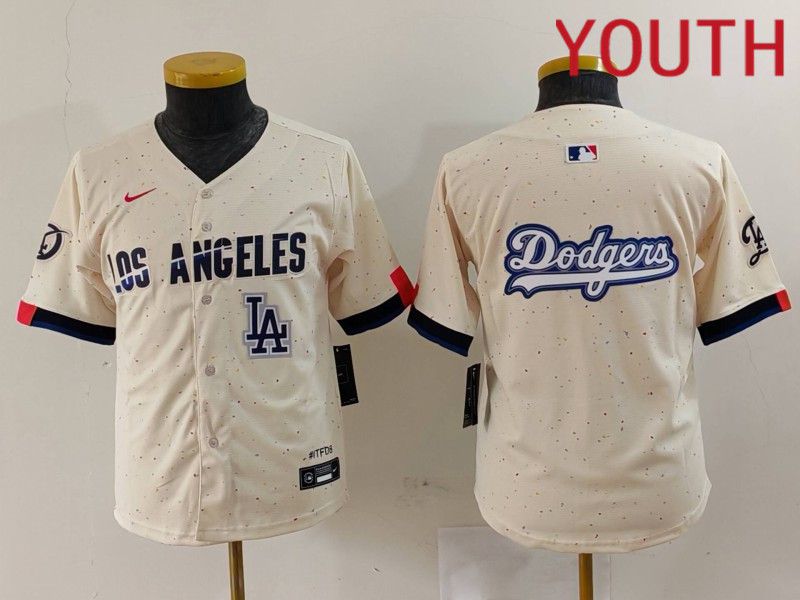 Youth Los Angeles Dodgers Blank Cream Fashion Nike Game MLB Jersey style 6295->youth mlb jersey->Youth Jersey